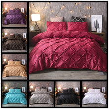 Load image into Gallery viewer, Grey Black Duvet Cover Bedding Set Solid Bed Covers Pinch Pleat Art Work Single Queen King Size 3 pcs with Pillowcase 80090