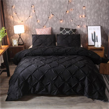 Load image into Gallery viewer, Grey Black Duvet Cover Bedding Set Solid Bed Covers Pinch Pleat Art Work Single Queen King Size 3 pcs with Pillowcase 80090