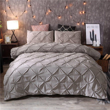 Load image into Gallery viewer, Grey Black Duvet Cover Bedding Set Solid Bed Covers Pinch Pleat Art Work Single Queen King Size 3 pcs with Pillowcase 80090