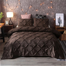 Load image into Gallery viewer, Grey Black Duvet Cover Bedding Set Solid Bed Covers Pinch Pleat Art Work Single Queen King Size 3 pcs with Pillowcase 80090