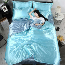 Load image into Gallery viewer, White Black Bedding Sets King Double Size Satin Silk Summer Used Single Bed Linen China Luxury Bedding Kit Duvet Cover Set