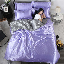 Load image into Gallery viewer, White Black Bedding Sets King Double Size Satin Silk Summer Used Single Bed Linen China Luxury Bedding Kit Duvet Cover Set