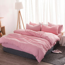 Load image into Gallery viewer, FAMIFUN New Product Solid Color 3/4 Pcs Bedding Set Microfiber Bedclothes Navy Blue Gray Bed Linens Duvet Cover Set Bed Sheet