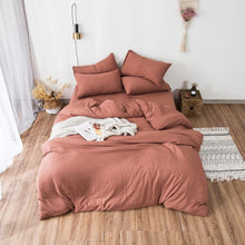 Load image into Gallery viewer, FAMIFUN New Product Solid Color 3/4 Pcs Bedding Set Microfiber Bedclothes Navy Blue Gray Bed Linens Duvet Cover Set Bed Sheet