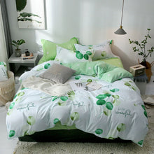 Load image into Gallery viewer, Tropical Leaf Plaids Geometric 4pcs Bed Cover Set Cartoon Duvet Cover Bed Sheets And Pillowcases Comforter Bedding Set 61001
