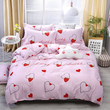 Load image into Gallery viewer, 4pcs Pink Strawberry kawaii Bedding Set Luxury Queen Size Bed Sheets Children Quilt Soft Comforter Cotton Bedding Sets For Girl
