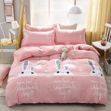 Load image into Gallery viewer, 4pcs Pink Strawberry kawaii Bedding Set Luxury Queen Size Bed Sheets Children Quilt Soft Comforter Cotton Bedding Sets For Girl