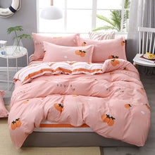 Load image into Gallery viewer, 4pcs Pink Strawberry kawaii Bedding Set Luxury Queen Size Bed Sheets Children Quilt Soft Comforter Cotton Bedding Sets For Girl