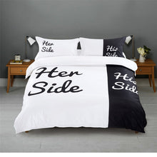 Load image into Gallery viewer, MIAN WEI Bedding Set 2/4pcs HOT SALE Black&amp;white Her Side His Side bedding sets Queen/King Size  Bed Linen  Duvet Cover Set