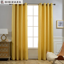 Load image into Gallery viewer, 2018 New custom size soft touch yellow geometric fabric curtain for the living room half shade the curtains in the kitchen