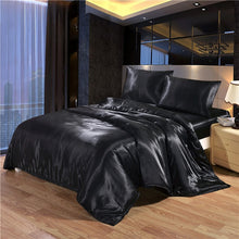 Load image into Gallery viewer, White Black Bedding Sets King Double Size Satin Silk Summer Used Single Bed Linen China Luxury Bedding Kit Duvet Cover Set