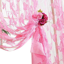 Load image into Gallery viewer, Butterfly Tassel String Tulle Voile Curtain Sheer Room Divider Curtains Door Floral Embroidered Shaggy Butterfly Sheer Voile