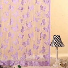 Load image into Gallery viewer, Butterfly Tassel String Tulle Voile Curtain Sheer Room Divider Curtains Door Floral Embroidered Shaggy Butterfly Sheer Voile