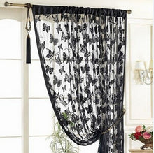 Load image into Gallery viewer, Butterfly Tassel String Tulle Voile Curtain Sheer Room Divider Curtains Door Floral Embroidered Shaggy Butterfly Sheer Voile