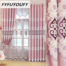 Load image into Gallery viewer, Simple Jacquard Fabric Love Embroidery Blackout Curtain European Tulle Curtains Bedroom Living Room Bay Window Home Decor M038-4